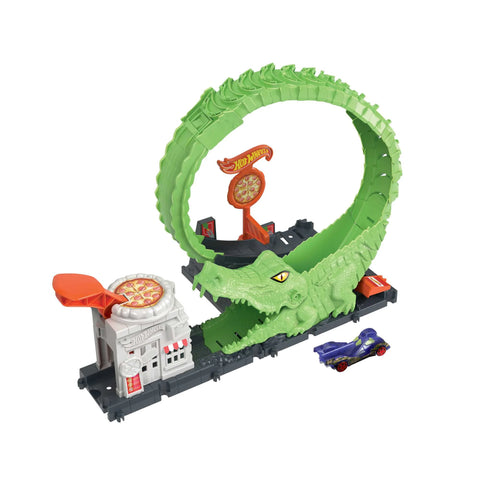 Hot Wheels Gator Loop Pizza Place Playset w/ 1 Toy Car